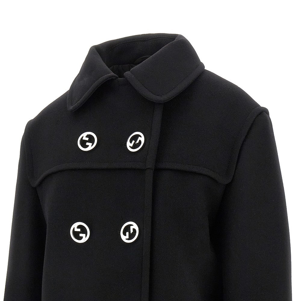 Wool peacoat with Interlocking GG buttons