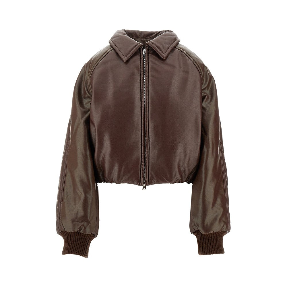 &#39;Tate&#39; padded vegan leather bomber jacket