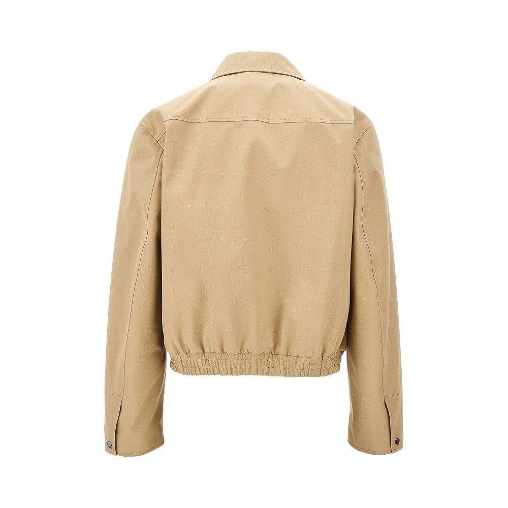 Gabardine bomber jacket with logo embroidery