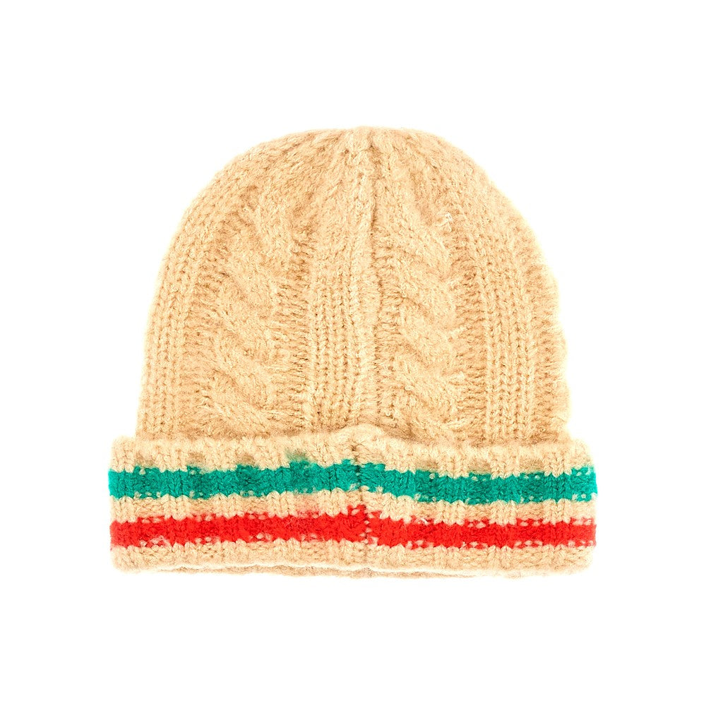 Braided knit beanie hat