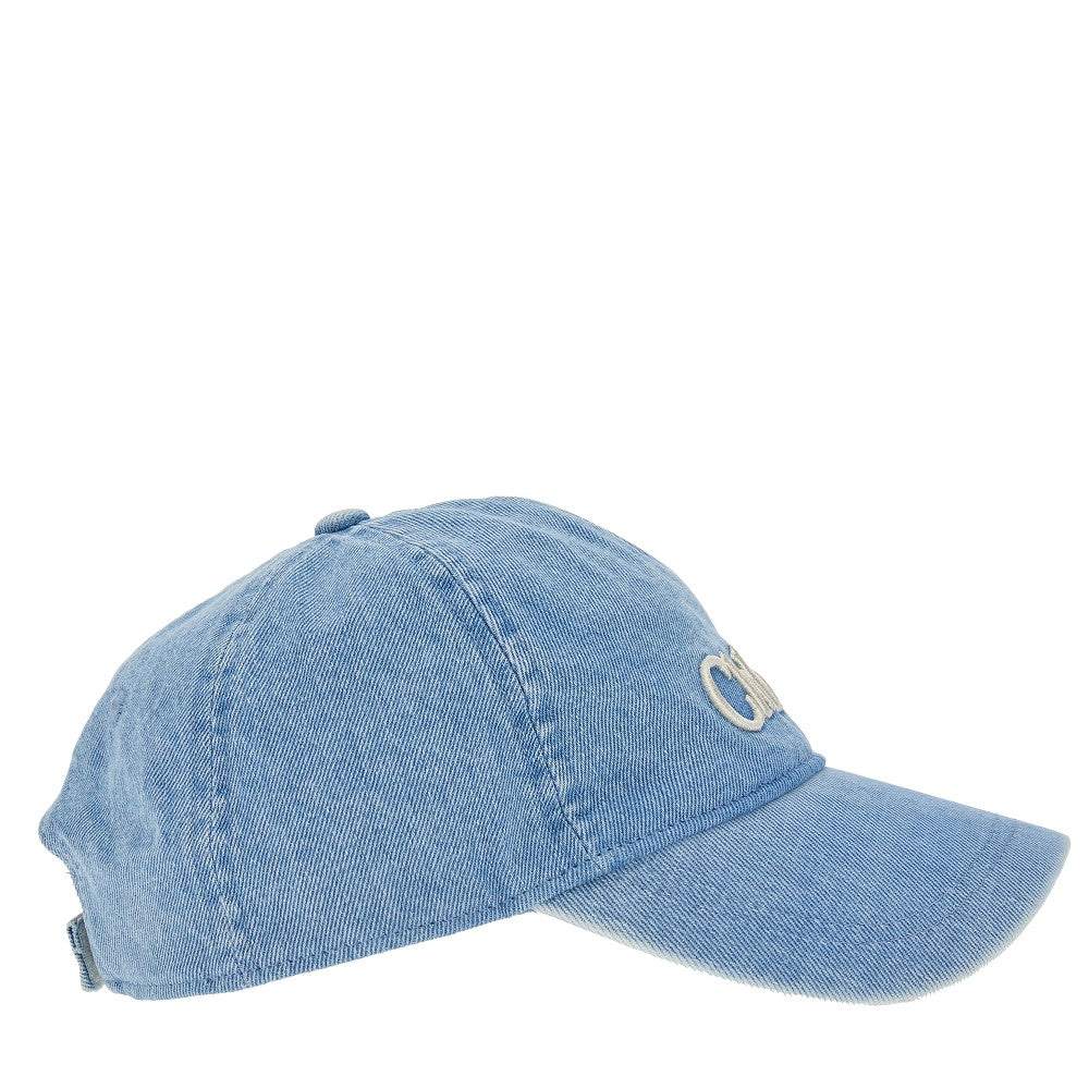 Cappello baseball in denim con logo ricamato