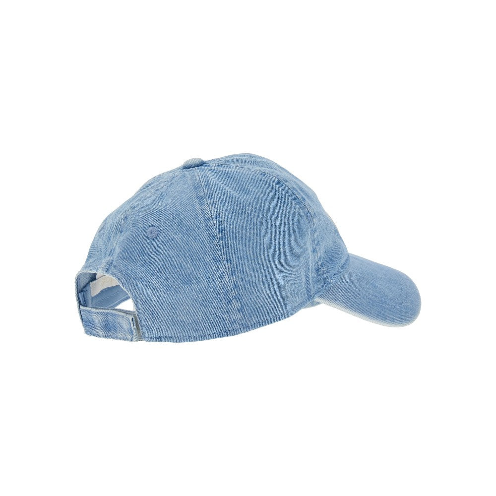 Cappello baseball in denim con logo ricamato