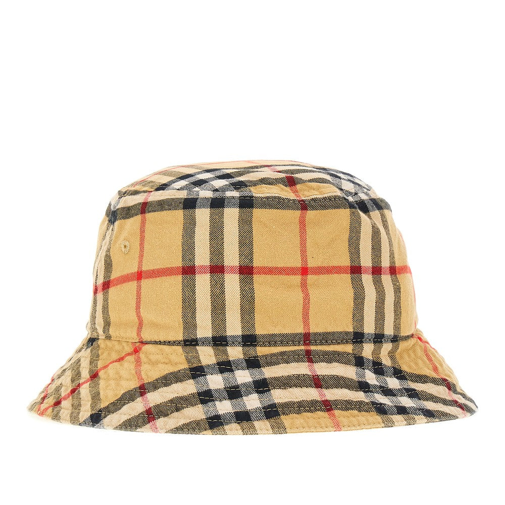 Check cotton bucket hat