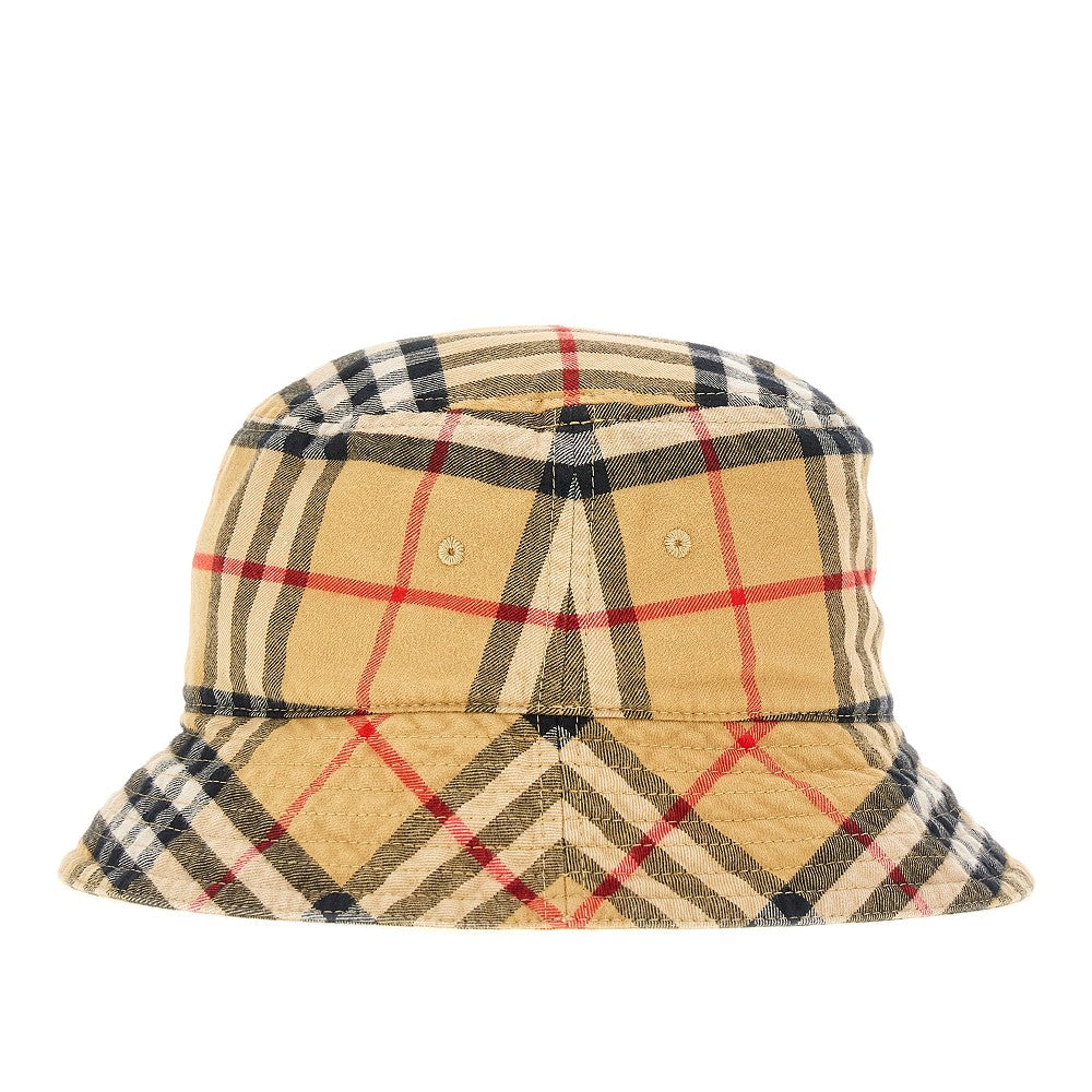 Check cotton bucket hat