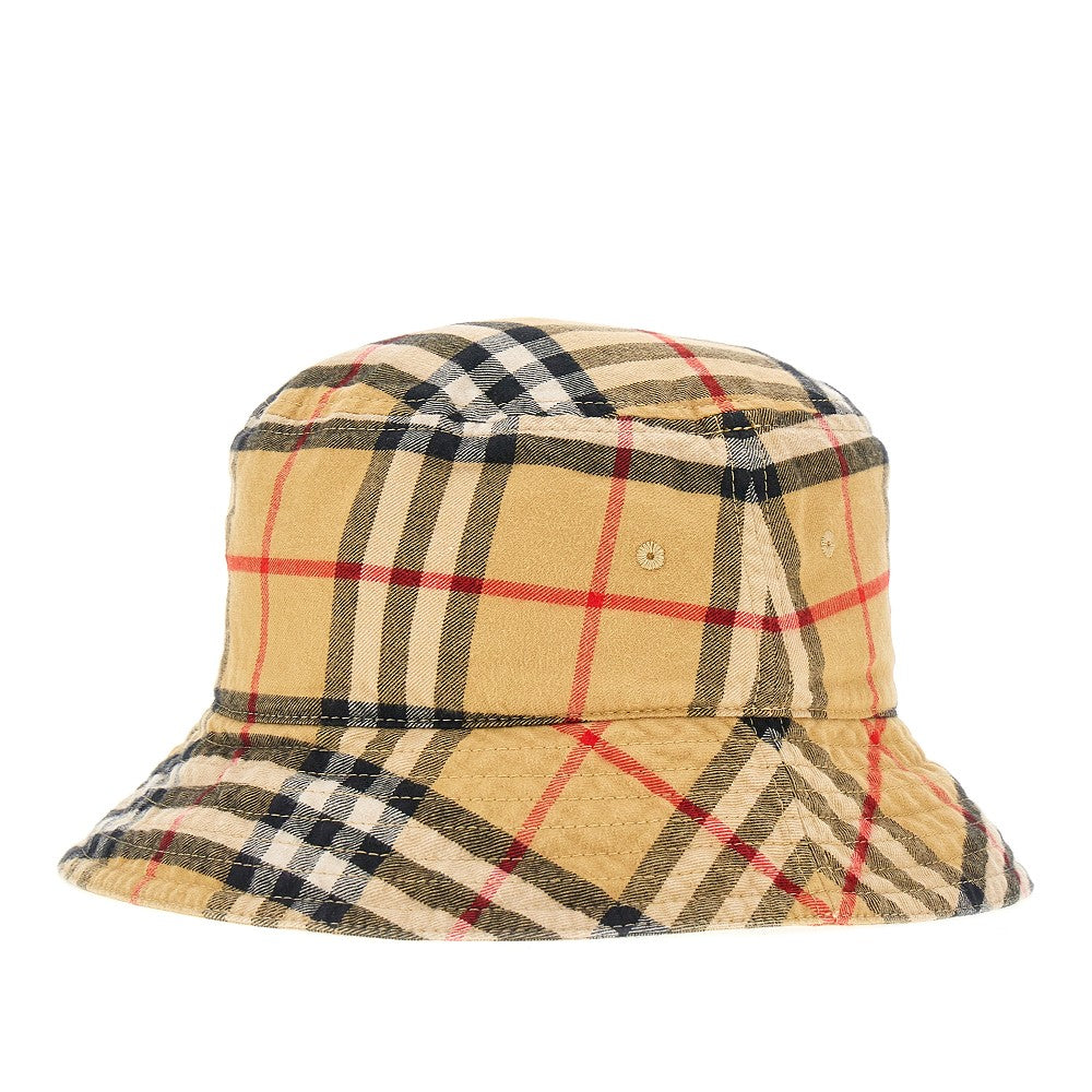 Check cotton bucket hat