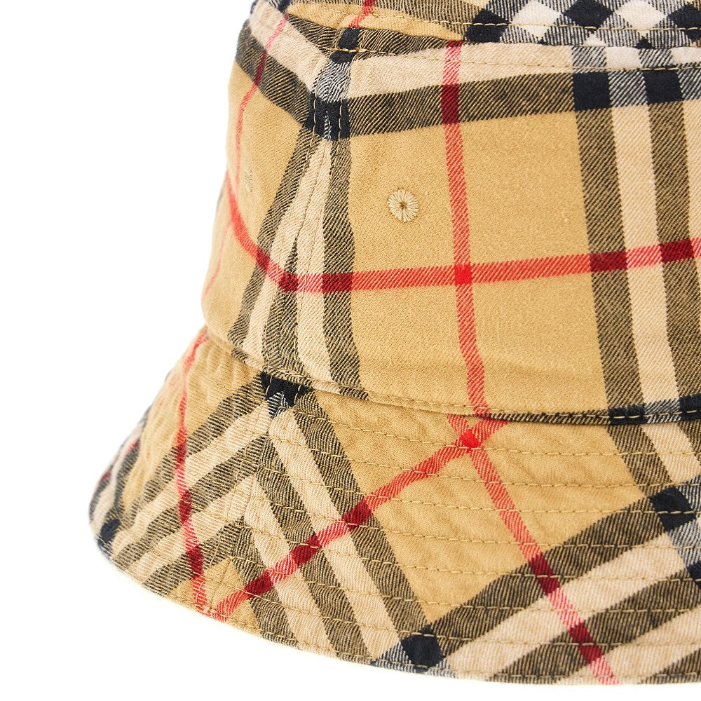 Check cotton bucket hat