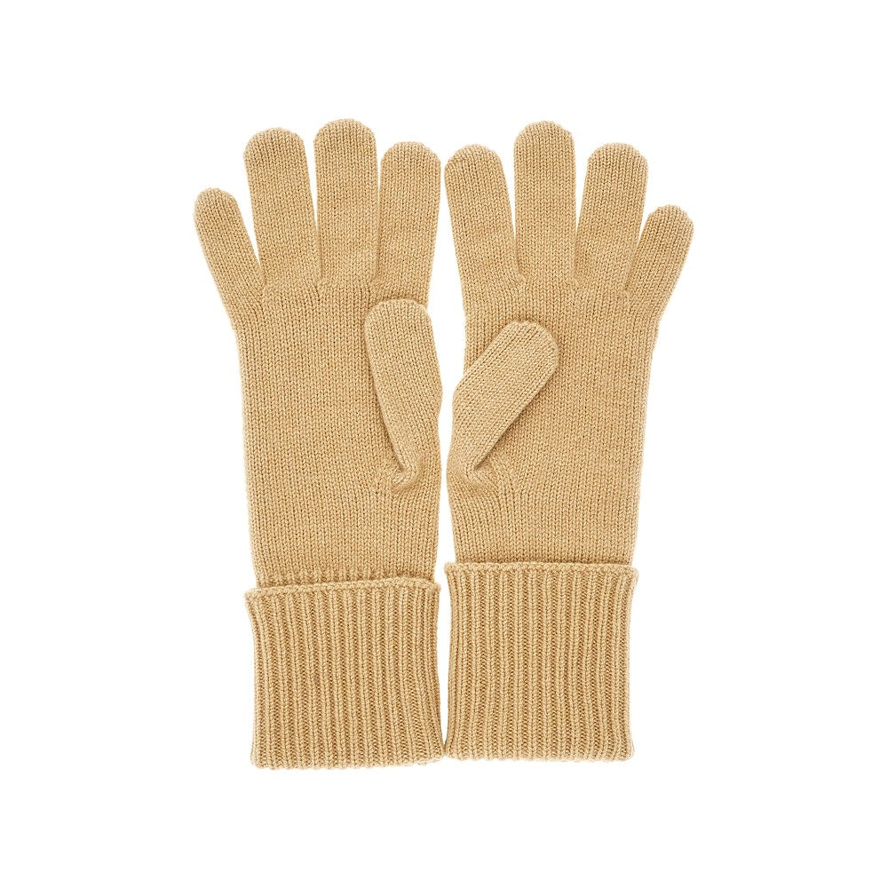 Check cashmere-blend gloves