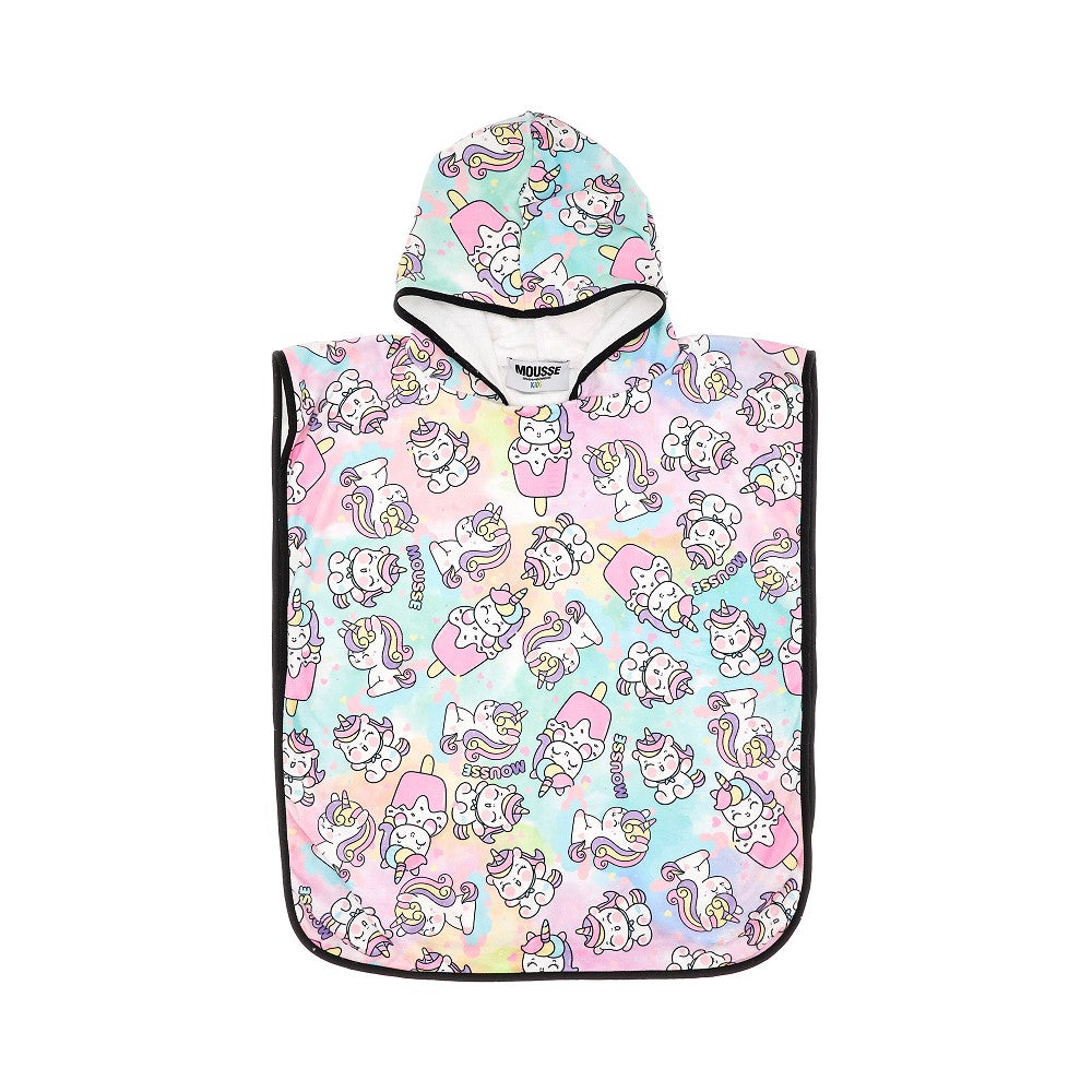 Vaporunicorn print terry poncho