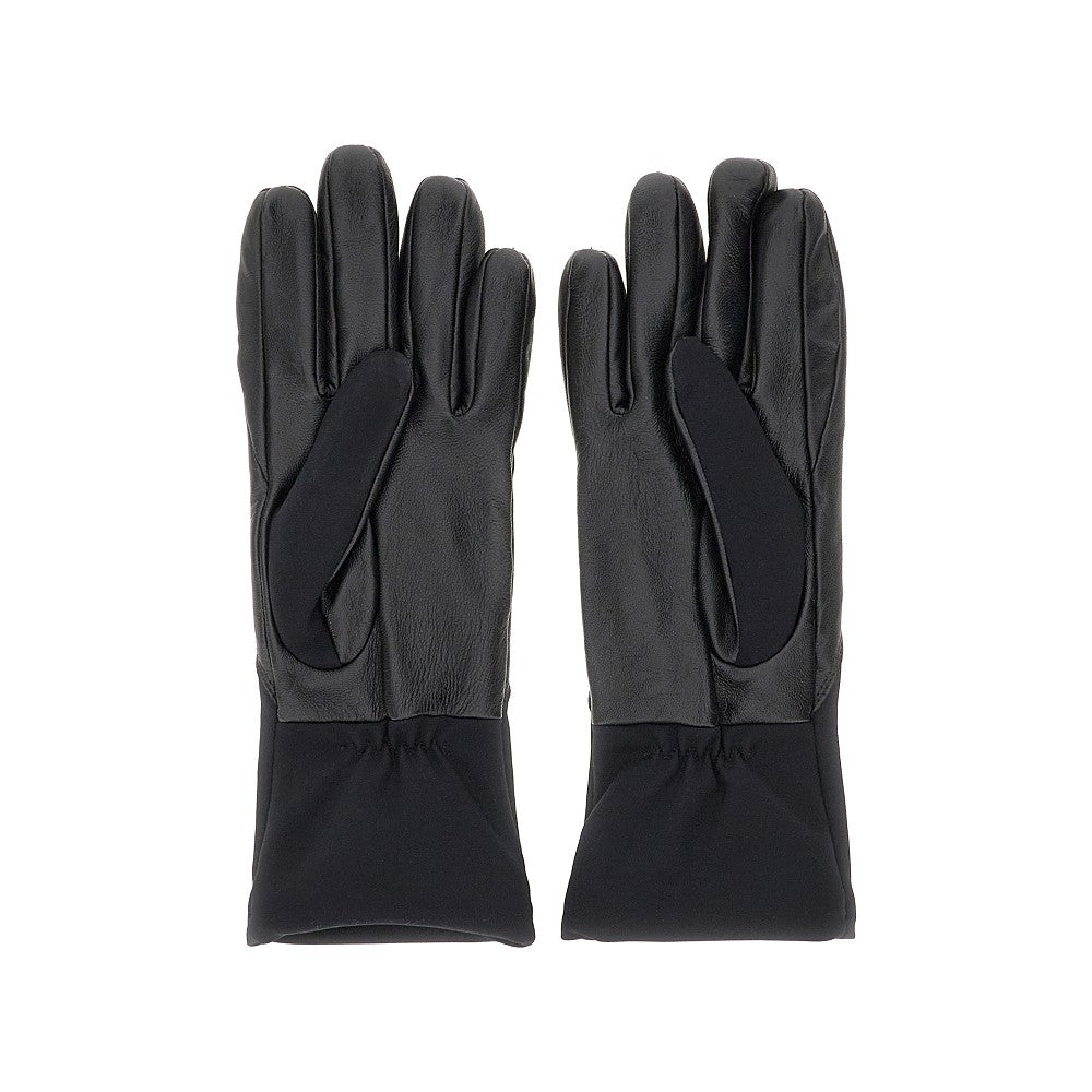 Nappa leather and technical fabric gloves