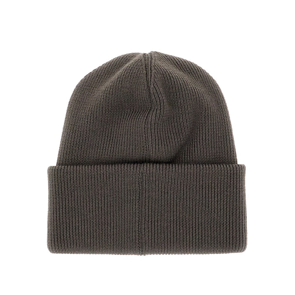 Wool beanie hat with logo patch