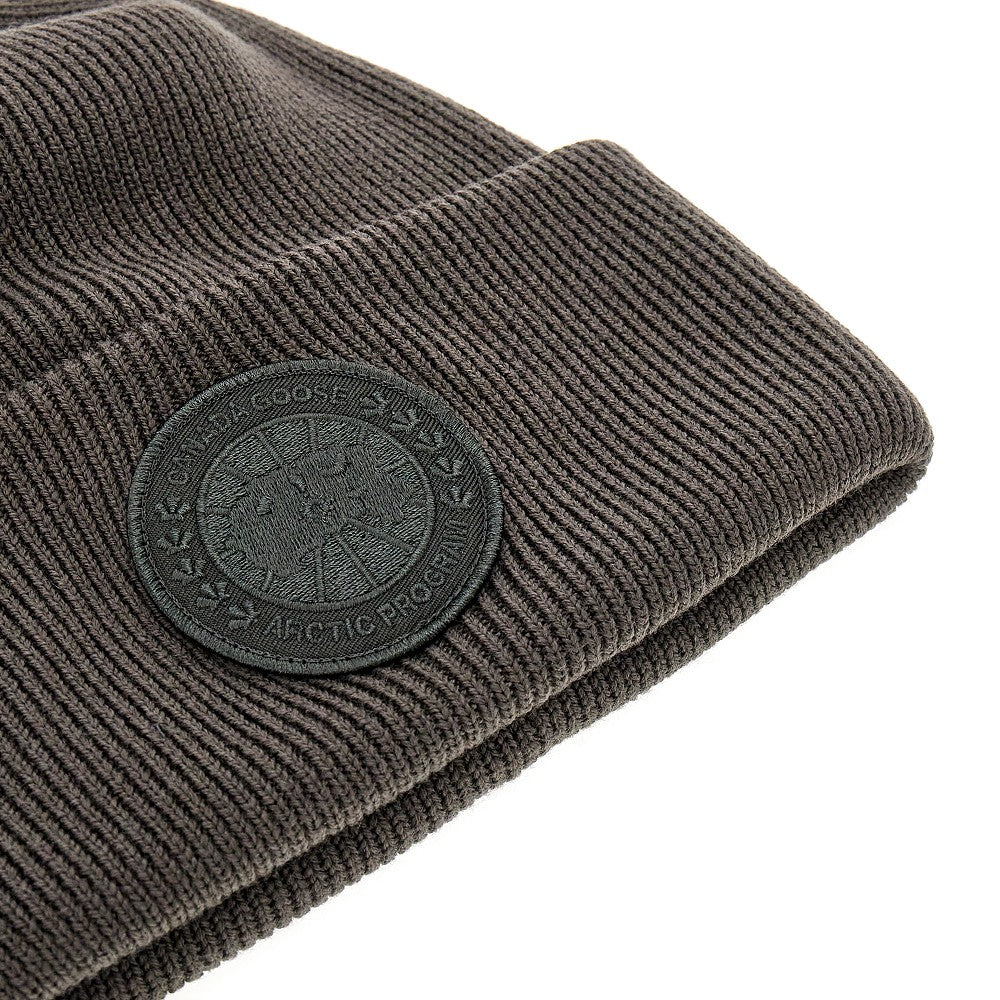 Wool beanie hat with logo patch