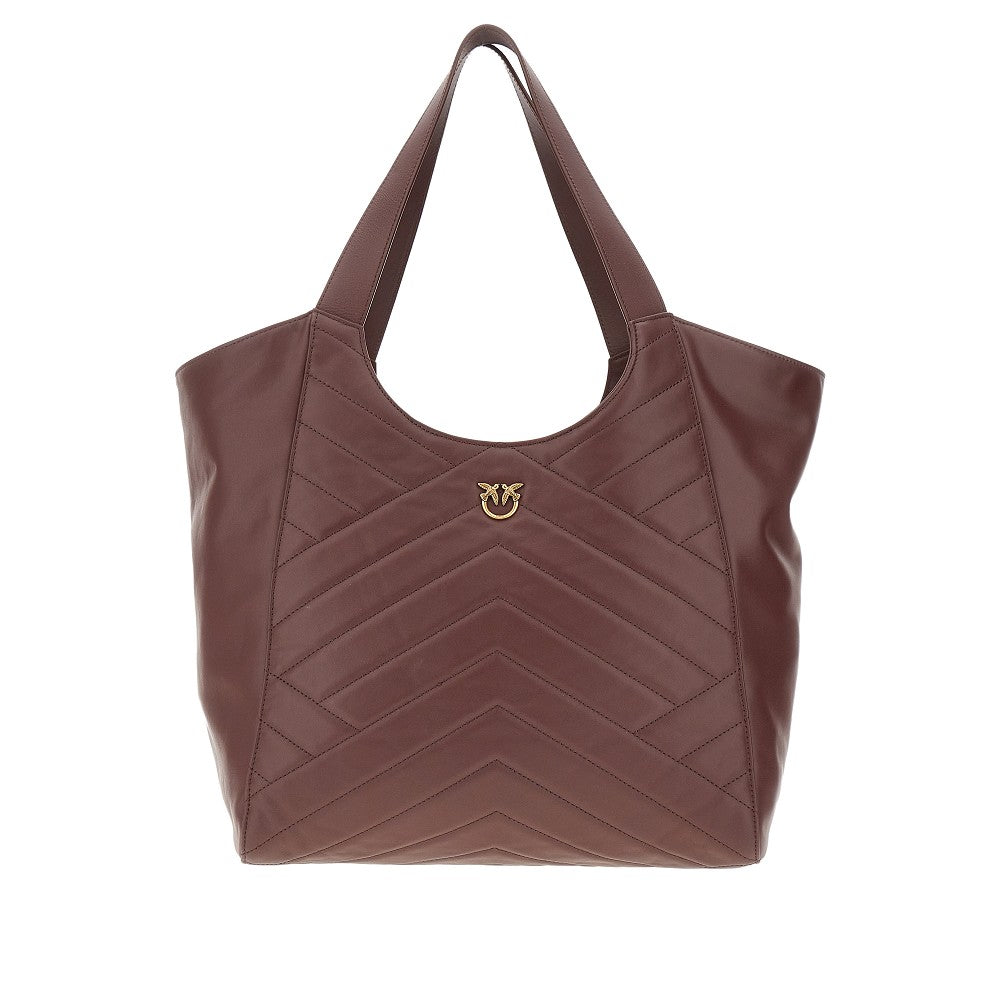 Quilted leather shopping bag