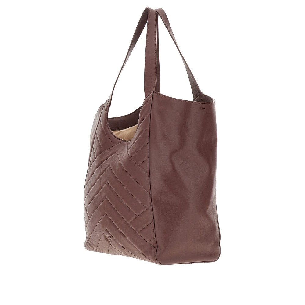 Shopping bag in pelle trapuntata