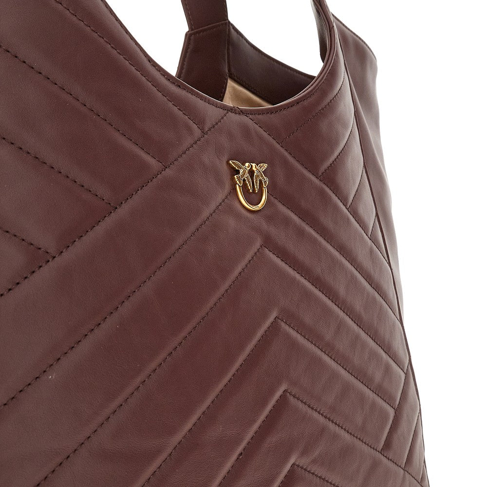 Quilted leather shopping bag