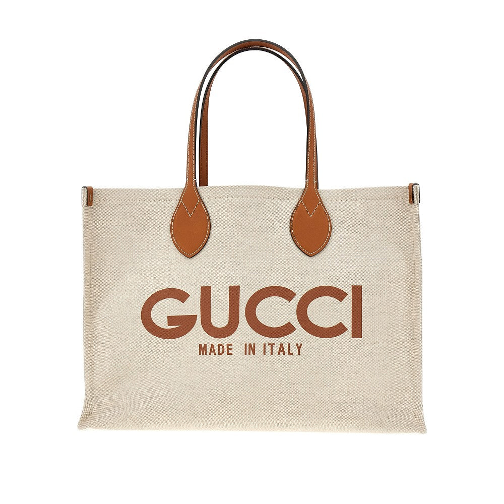 Tote bag grande in tela con stampa logo