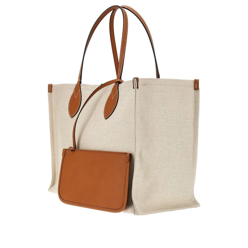 Tote bag grande in tela con stampa logo