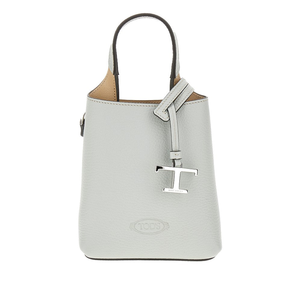 Micro bag in pelle con charm T Timeless