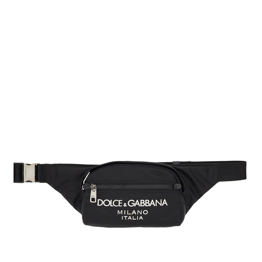 Nylon belt bag with rubberized logo