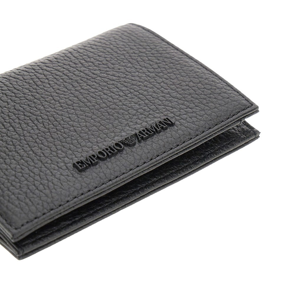 Grained leather bi-fold wallet