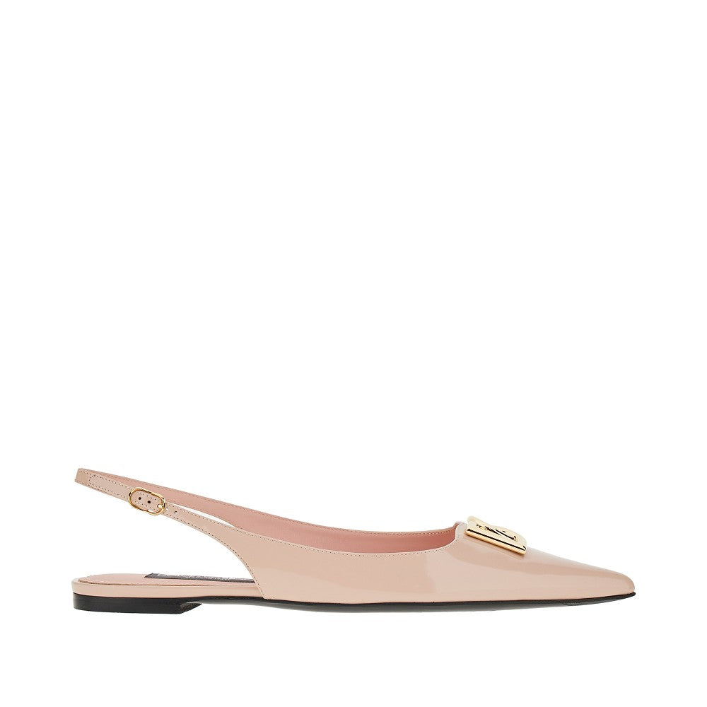 Slingback in pelle lucida con logo