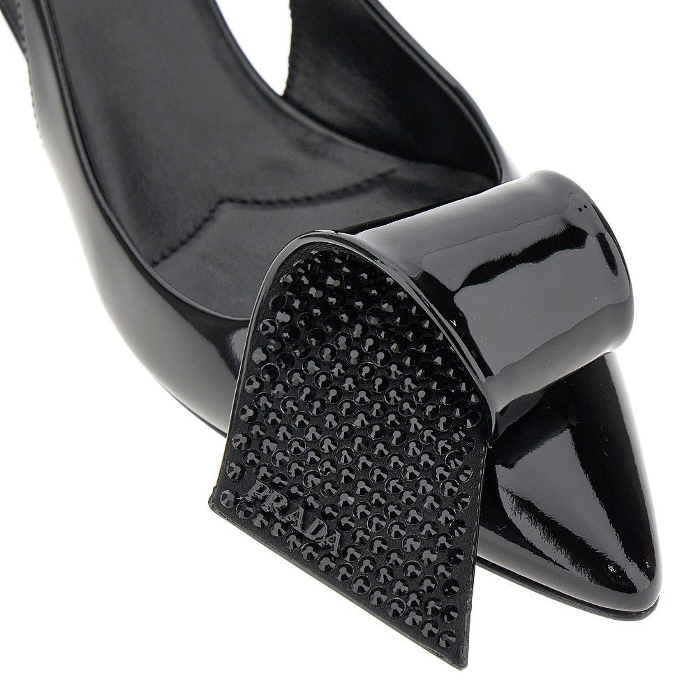 Patent leather slingback pumps