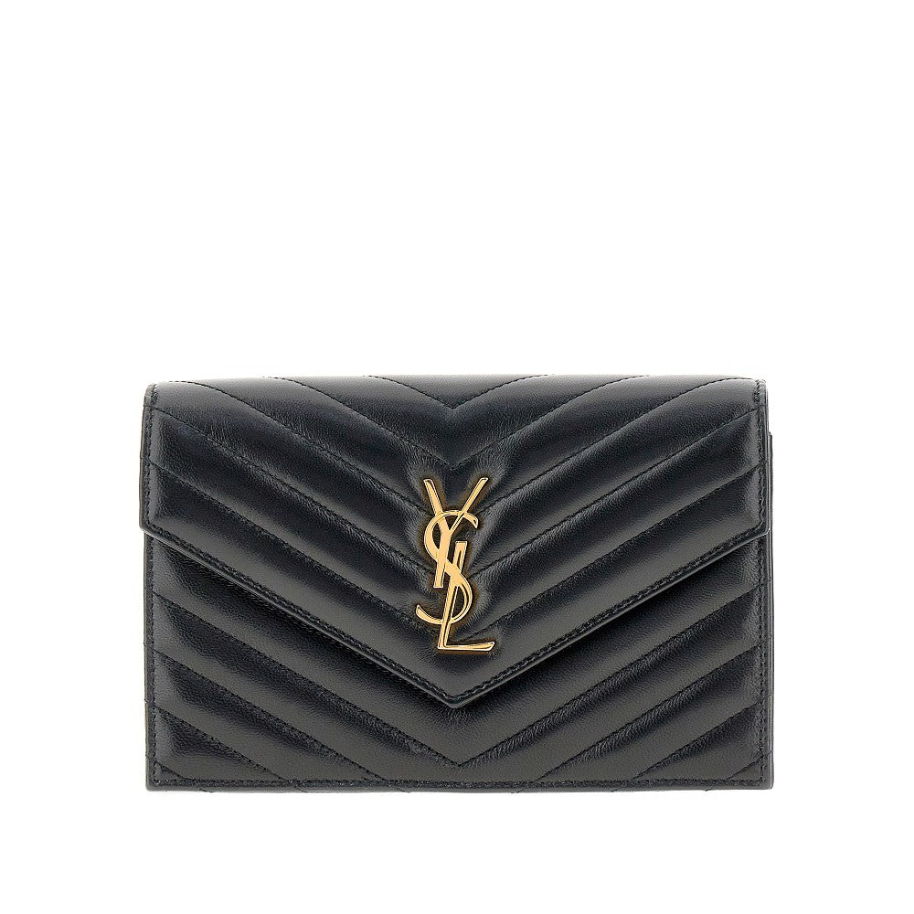 Pochette in nappa chevron con catena