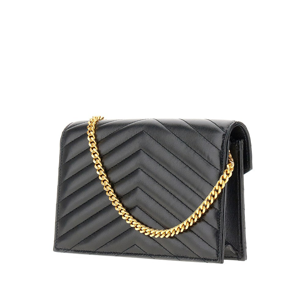 Pochette in nappa chevron con catena