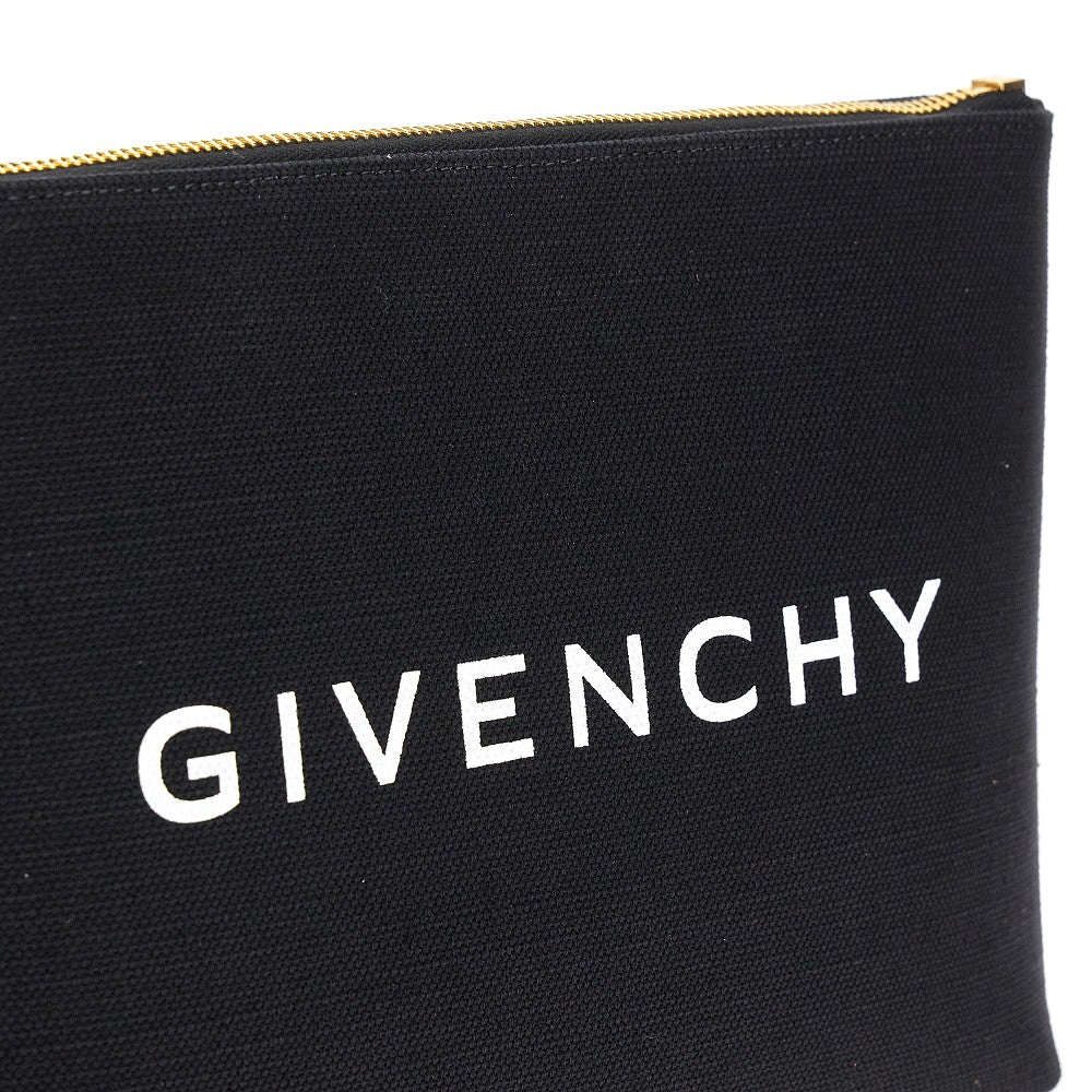 Logo print canvas pouch