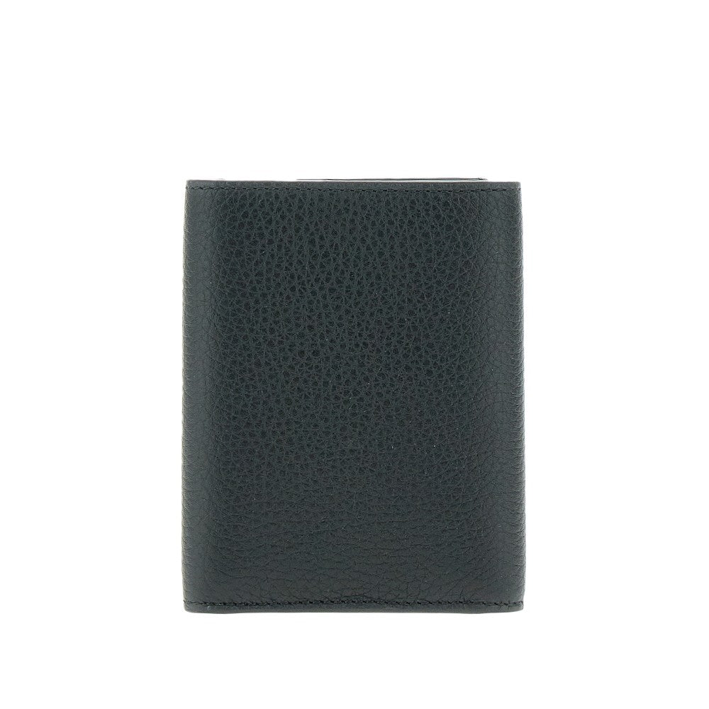 Grained leather tri-fold wallet