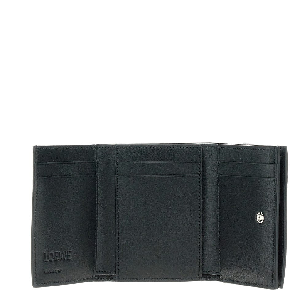 Grained leather tri-fold wallet