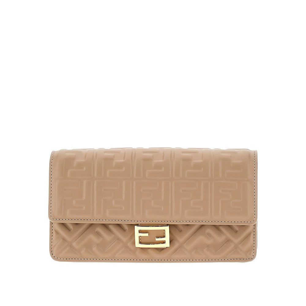 FF embossed nappa leather clutch